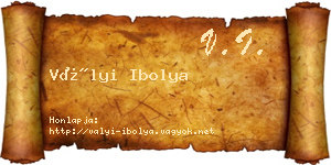 Vályi Ibolya névjegykártya